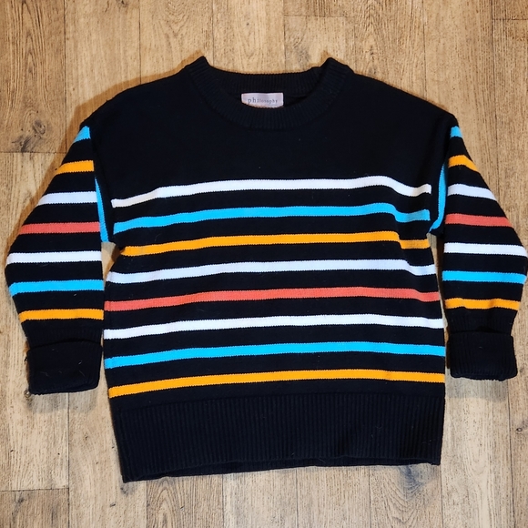 Philosophy Black + Multicolored Striped Sweater | Small - Picture 1 of 6